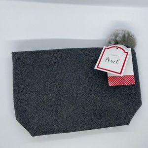 Charcoal gray felt cosmetic pouch NWT
